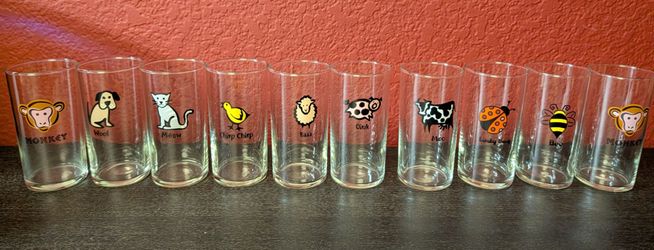 Vintage animal juice glasses