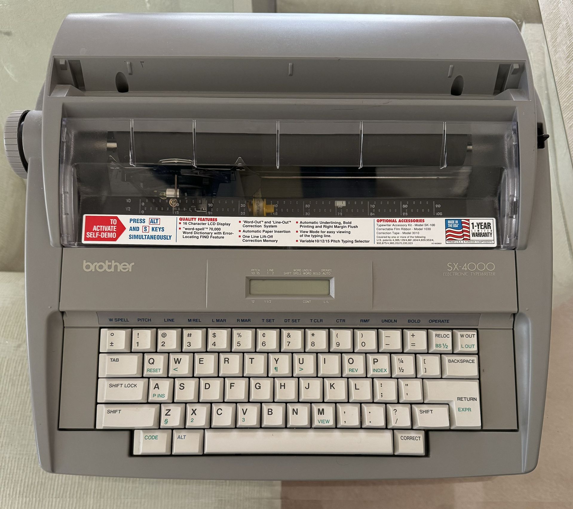 Brother Typewriter SX-4000, Trending For $280 On Amazon For Refurbished One, Hardly Used, In Excellent Condition, See The Pic For Features