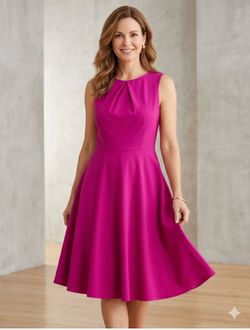 AGB fuchsia purple dress size 16 flared sleeveless casual party career