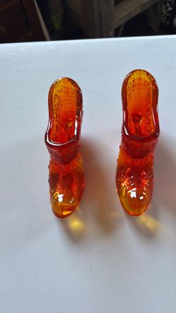 Vintage Fenton art glass slippers