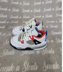 Air Jordan 4 Iv Retro Td Size 9c What The White Multi Color Bq7670-146