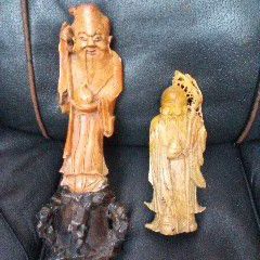 Chinese Hand Carved Stone Statues With Stone Stands