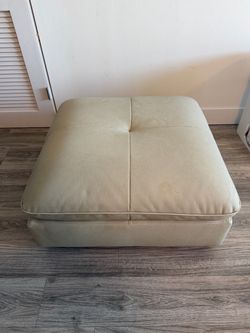 Large Cream Leather Ottoman