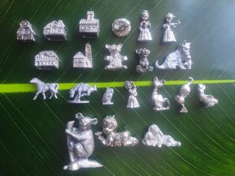 Multiple Pewter Figurines - 🐕🐱🐨