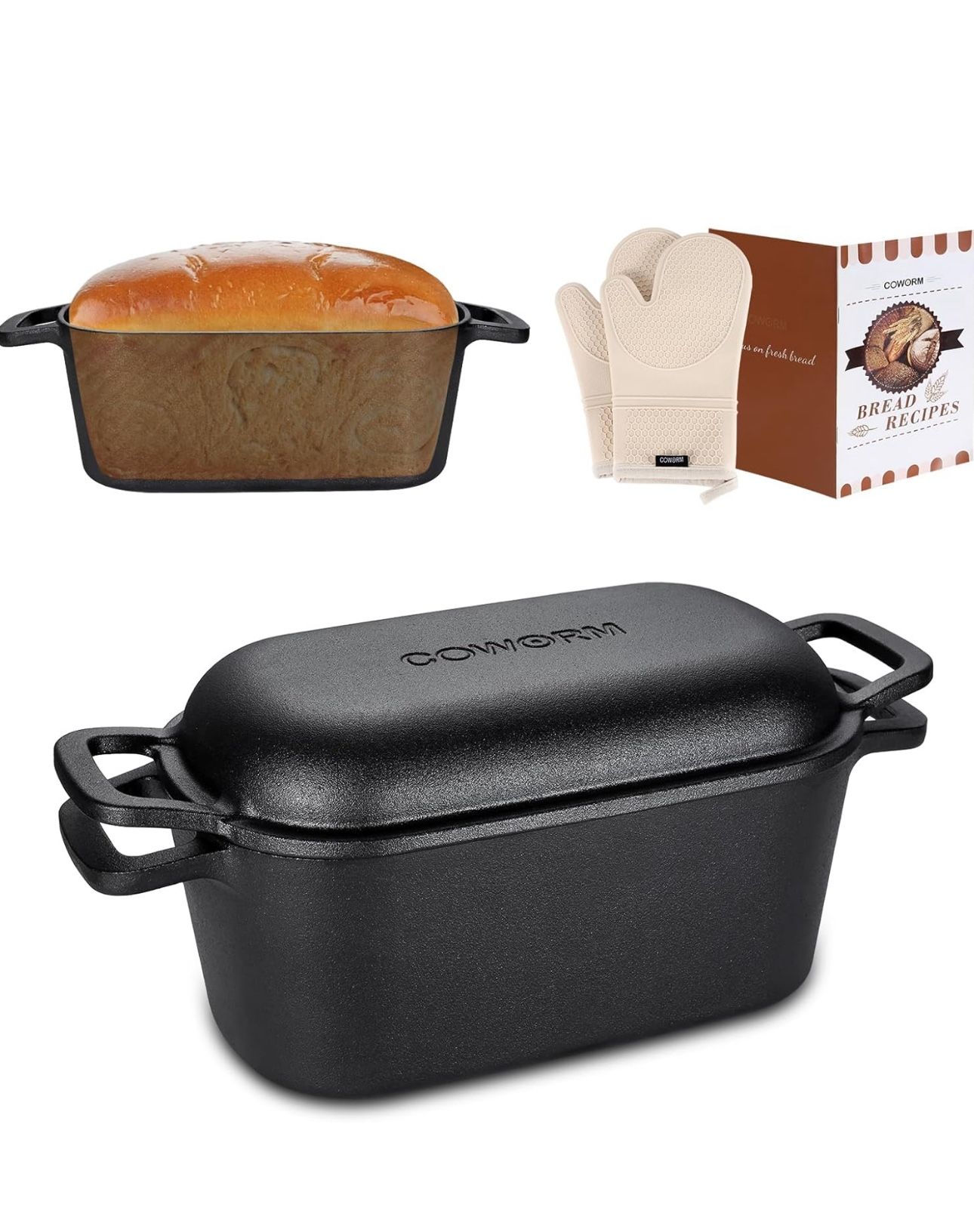 3.6QT Oval Dutch Oven for Bread Baking - Pre-Seasoned Cast Iron Sourdough Bre...