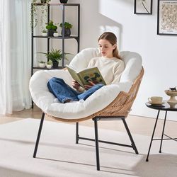 Outdoor Egg Chair, Indoor Lounge Chair for Patio, Bedroom, Living Room, Porch - Beige