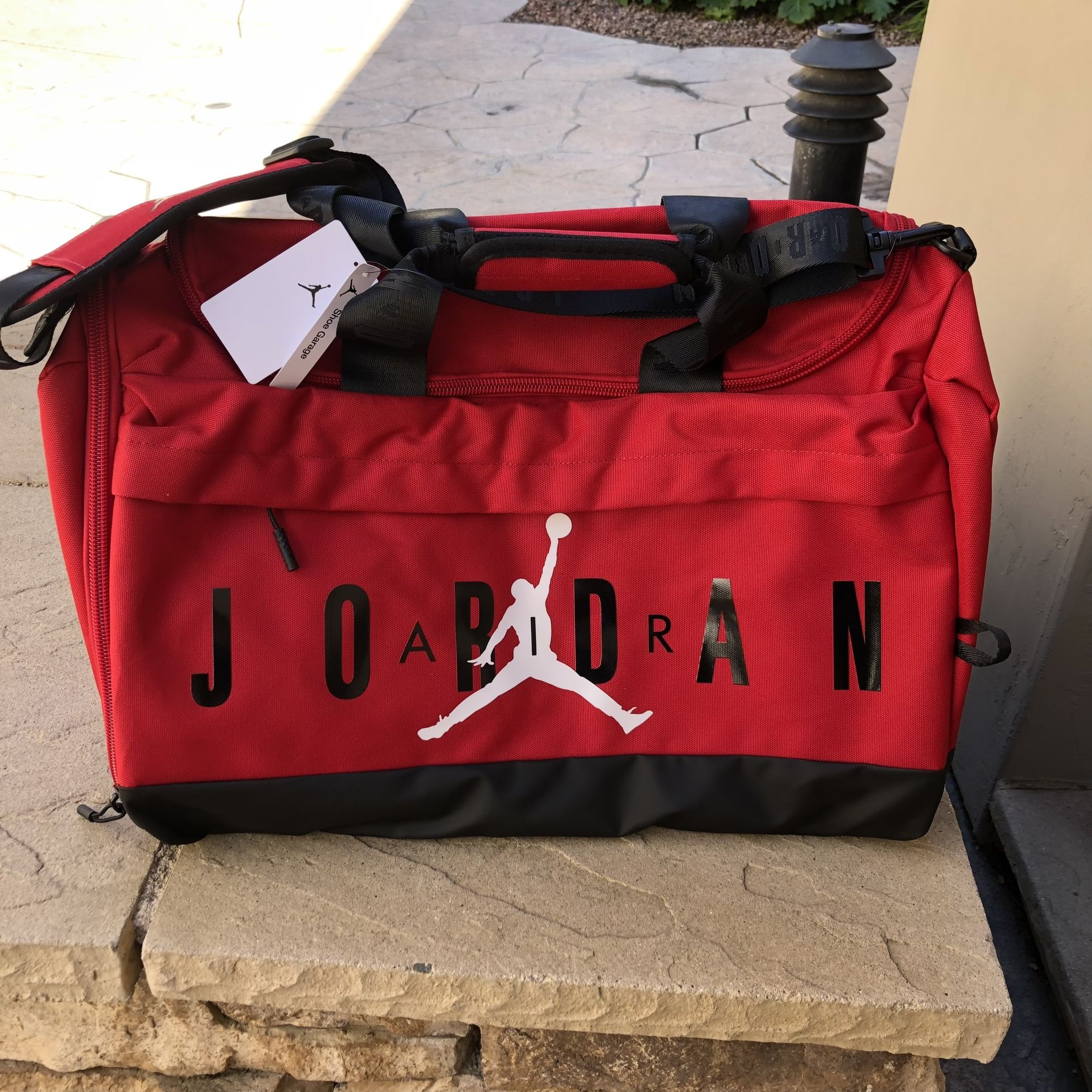 New Nike Jordan Duffel Duffle Bag Backpack Travel Gym Red 62.5L