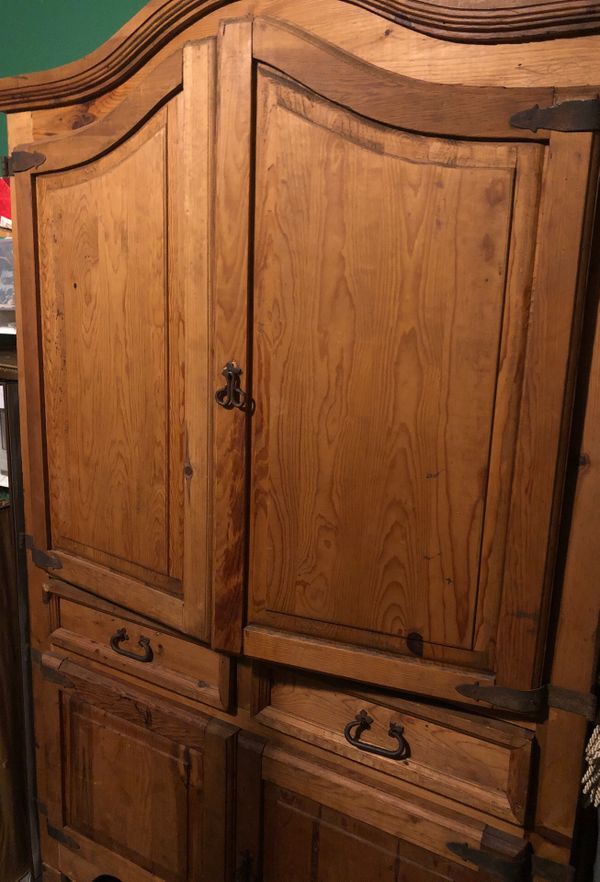 Solid oak wood armoire approximately 6 ft tall storage or tv & storage