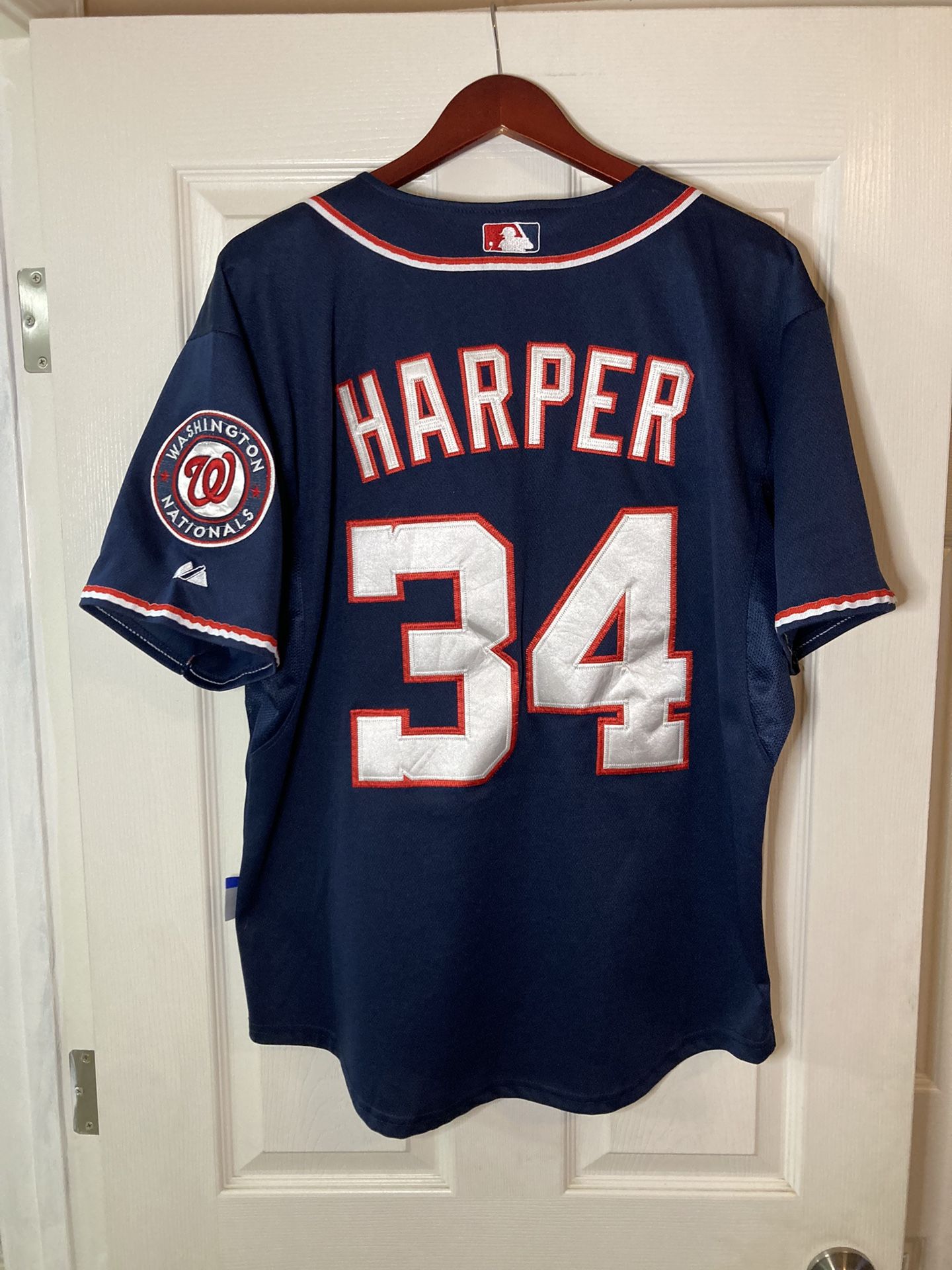 Bryce Harper Washington Nationals USA Flag Logo Baseball Jersey Blue Large 48!