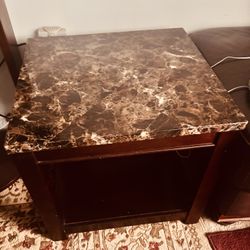 Faux Marble Top Coffee Table Set - Brown