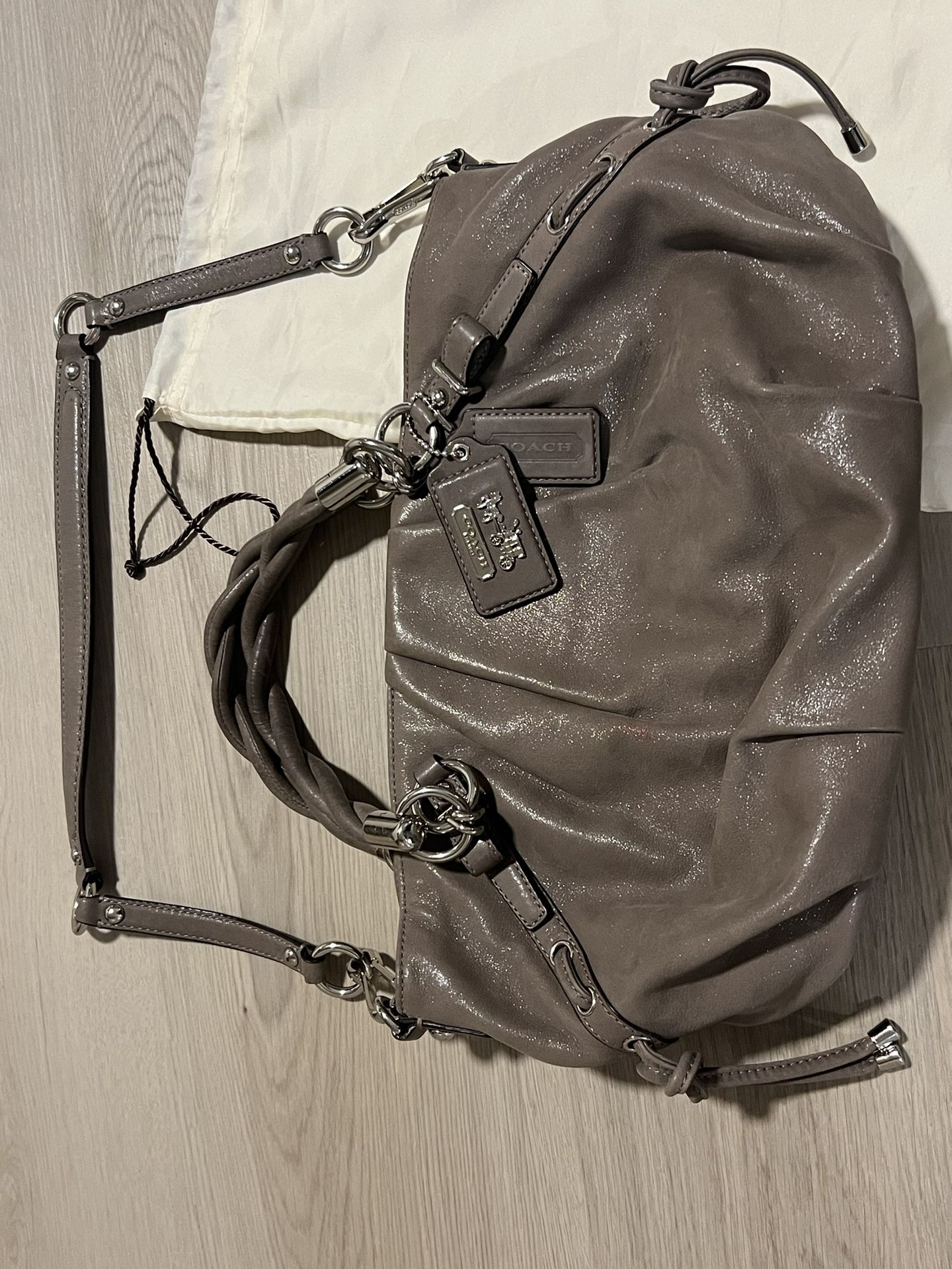 Coach Madison Flint Leather Pleated Patent Leather Juliette Satchel 