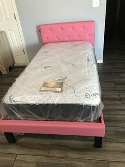 New Pink Twin Bed! Mattress Included 