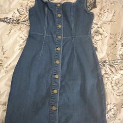 NEW Summer Denim Dress Sleeveless Medium