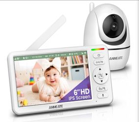 ANMEATE 6" Video Baby Monitor with Camera and Audio No WiFi
48Hr Battery Life, Remote Pan Tilt Zoom, Thermal Sensor, Two-Way Audio, White Noise, 1000f