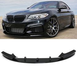 Gloss Black Front Bumper Lip Spoiler Fits 14-21 BMW F22 2 Series M Sport 