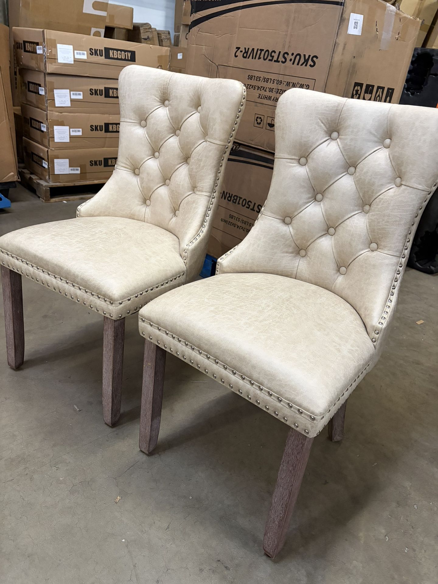 Leather Dining Chairs Set of 2 Upholstered Dining Room Chairs with Nailhead Trim, Sillas de Comedor Modernas 4, Wooden Kitchen Chairs for Dining Room,