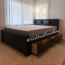New Queen Bed With Drawers And Mattress 