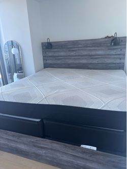 King bed and bed frame together