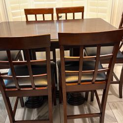 6 Chairs Dark Wood Dining Table 