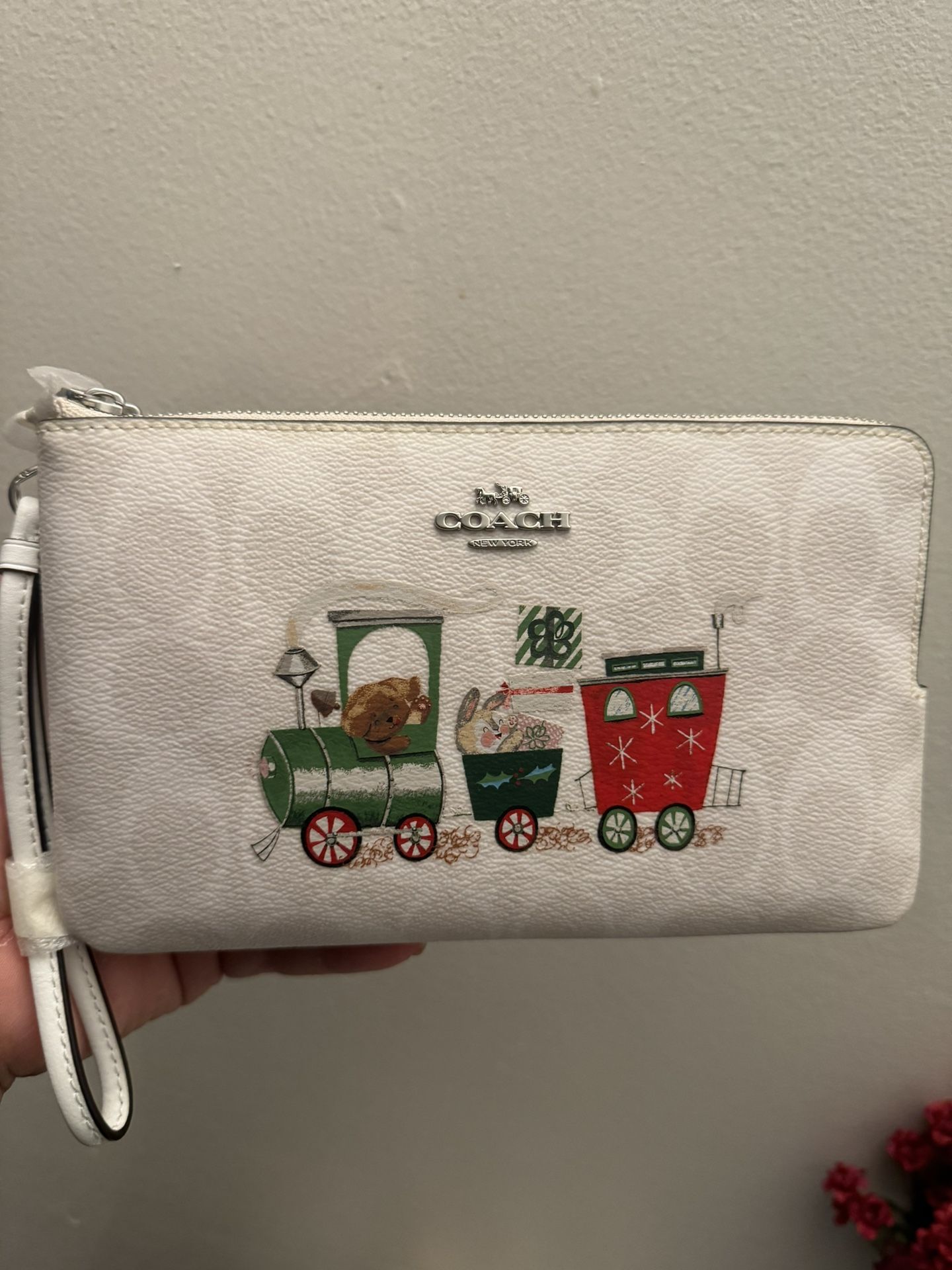 🍀💕New Original Coach Train Design Monogram Double Zipper Wallet/wristlet