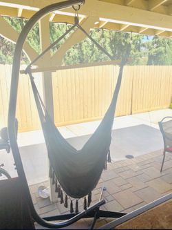 Hammock Portable Stand with chair - excellent condition - used less than 2 months - with hammocks and cushion set