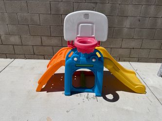 Kids Toddler Slide and Basketball Hoop Playset