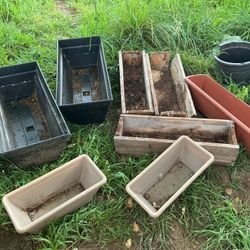 Many Different Box Pots Plants 3 Wooden Boxes ( All For $30)