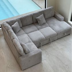 GREY CORDUROY sectional - SLEEPER 🩶🩶🩶