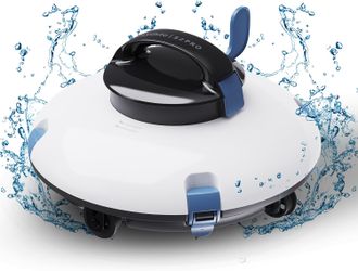 Cordless Robotic Pool Cleaner, 140Mins Automatic Pool Vacuum, Dual-Motor, Stronger Power Suction, 250μm Fine Filter Ideal Pool Vacuum for Inground or