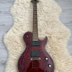 SCHECTER SOLO 6 HELLRAISER IN CHERRY WITH AMP, CABLE, BAG, WALL HOOK