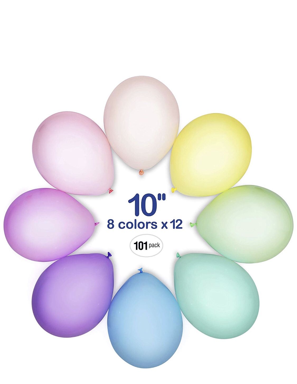 Pastel Balloons - Assorted Macaron Color Balloons 10 Inch 101 Pack - Unicorn Balloons Birthday Party Supplies - Baby Shower and Wedding Decoration