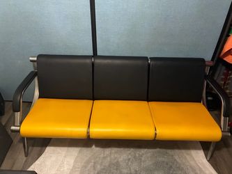 Black and yellow Faux Leather Couch FOR sale!