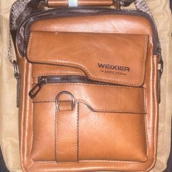 Zipper Buckle Leather Messenger Bag Crossbody Shoulder Bag