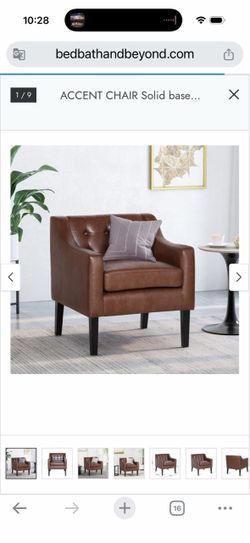 Brown Faux Leather Tufted Accent Chair