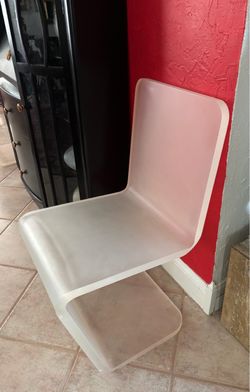 Pair (2) of Mid Century Modern bent Z frosted lucite chairs. Available in Coral Gables.
