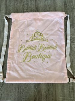 Disney Parks Bibbidi Bobbidi Boutique Pink/Peach colored soft drawstring backpack