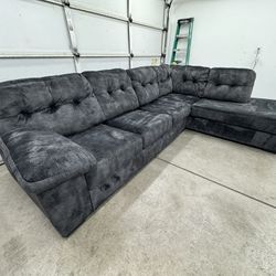 Microfiber Dark Green/gray 2 Piece Sectional Couch (FREE DELIVERY)