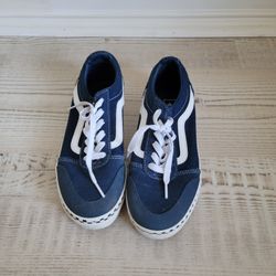 Vans Old Skool Skate Shoes Youth Blue Suede And Canvas Sneakers