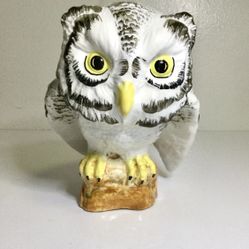 Large Vintage Ceramics Paint Owl Figurine Signed