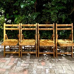 Mid Century Modern Bamboo Folding Chairs