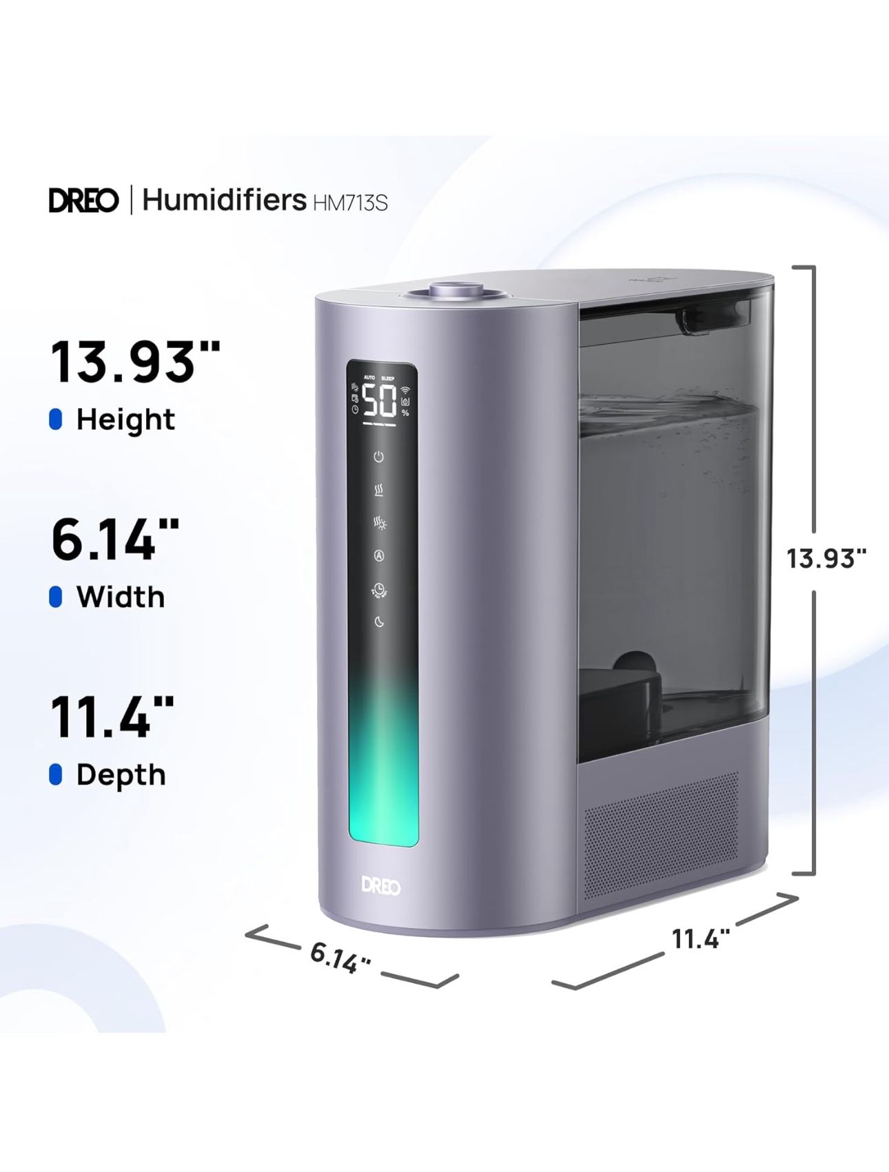 Dreo 6L Humidifier for Bedroom, Smart Warm & Cool Mist for Large Room, 60Hr Quiet Runtime for Baby, Plant, Humidity Sensor, Indicator Light, 12H Time