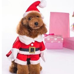 Size L Pet Christmas Costumes Dog Suit with Cap Santa Claus Suit Dog Hoodies Cat Xmas Costumes (Red, M) Pick Up Near MLK AND CRAIG 