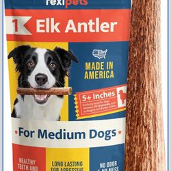 Elk Antlers for Dogs, Dog Antler Chews for Medium Breeds, Dog Chews, Medium 100% Natural, Naturally Shed in USA, Natural, Long-Lasting Treats, for Agg