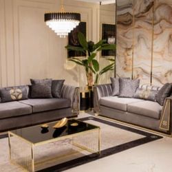 Olympia Gray Velvet Sofa & Loveseat

