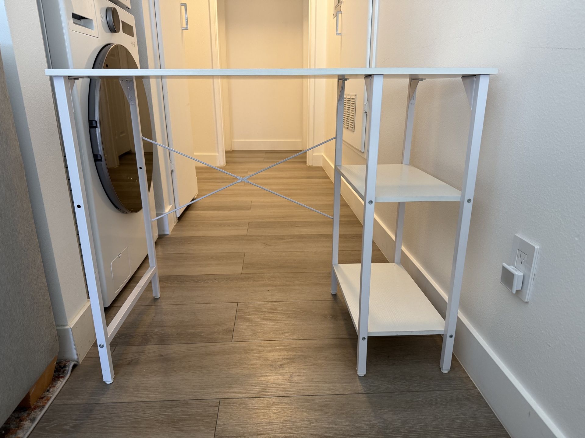 White Desk with Shelves – Great Condition