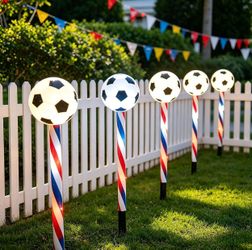 Soccer Ball Outdoor Garden Stake Lights Set