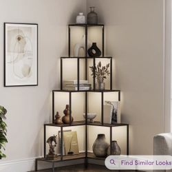 5-tier 66” Industrial Corner Bookshelf / Bookcase
