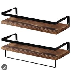 Decorative wood floating shelves, 4 total