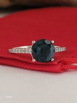 EFFY 14K White Gold London Blue Topaz & Diamond Ring Size 8.25 - Like New 👌🎁