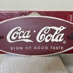 Coca-Cola Sign Of Good Taste Wooden Coat Rack Plaque Vintage Home Decor